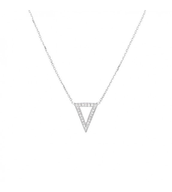 Collier Triangle Or Blanc et Diamant 0,08ct