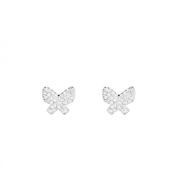 Boucles doreilles Papillon Scintillant Or Blanc et Diamant 0,19ct
