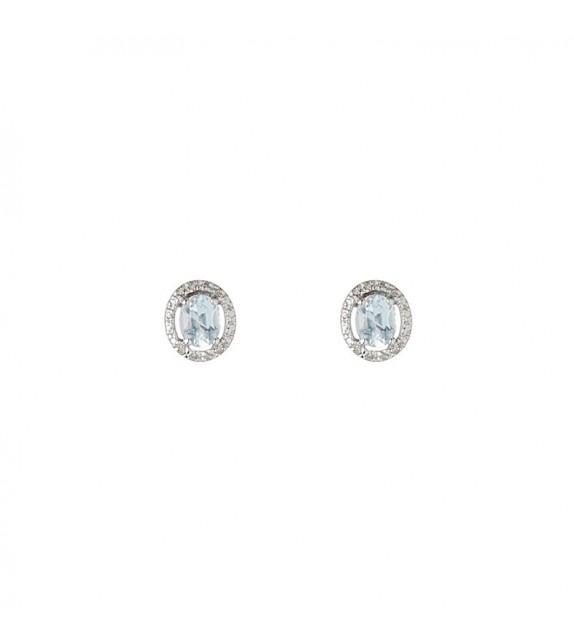 Boucles doreilles Cérémonie Blue Or Blanc et Diamant 0,09ct Topaze 0,67ct