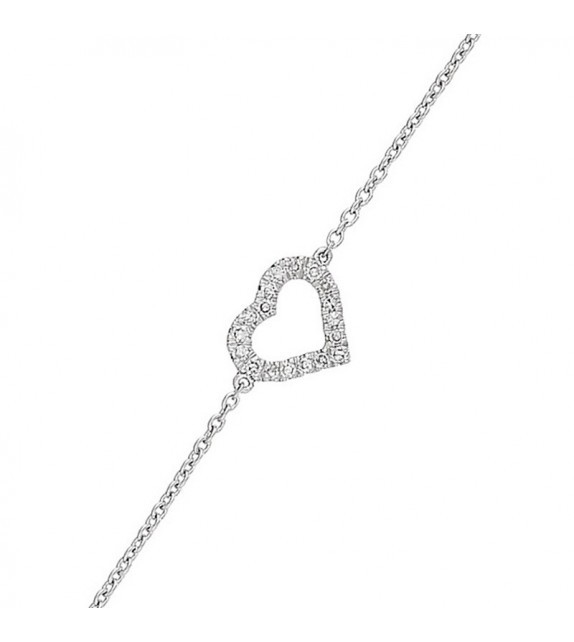 Bracelet Coeur scintillant Or Blanc et Diamant 0,06ct