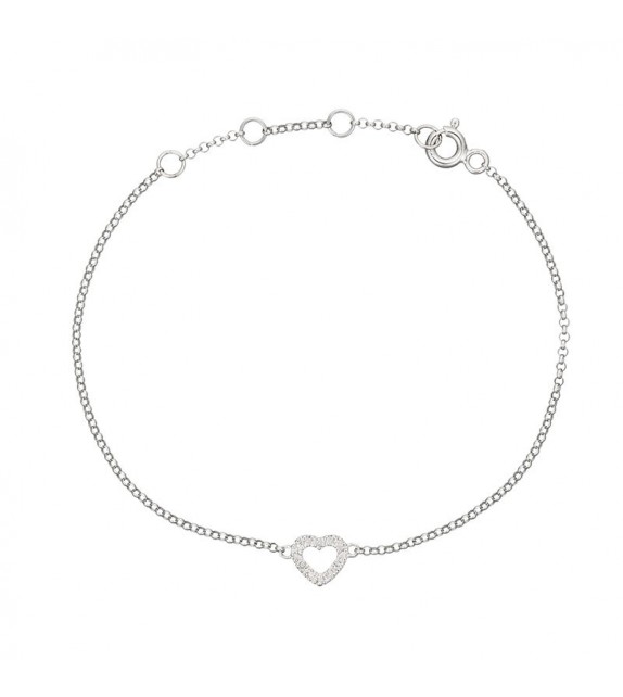 Bracelet Pretty Heart Or Blanc et Diamant 0,05ct