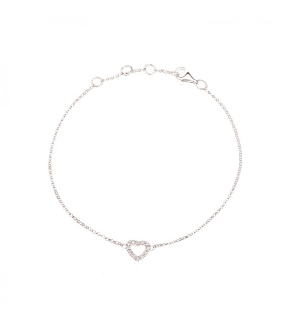 Bracelet Mini Coeur Or Blanc et Diamant 0,04ct